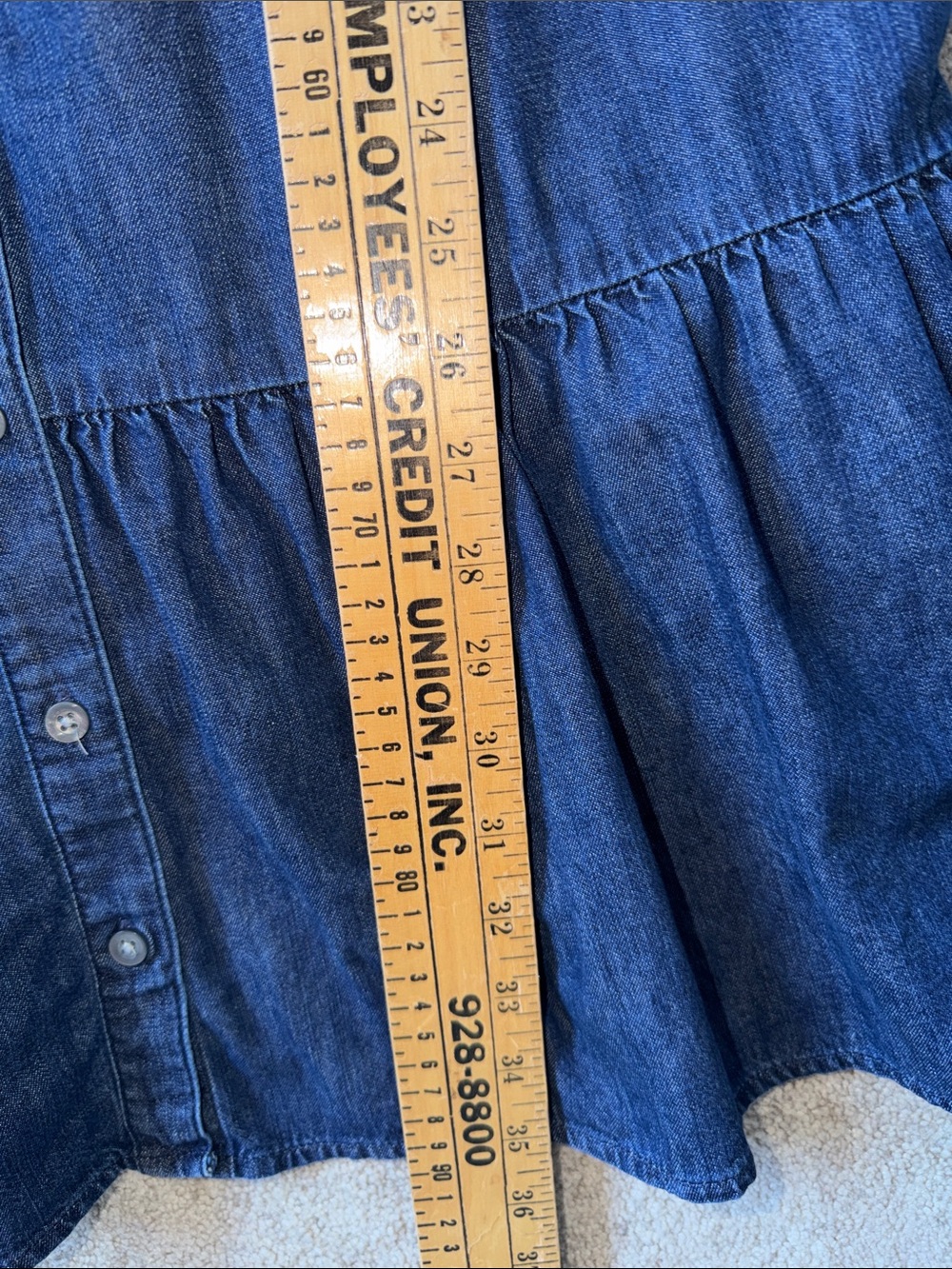 J Crew Chambray Shirt Dress‎ Blue Denim Button Front Tiered Mini size 4 - Picture 8 of 9